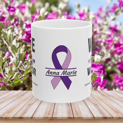 Wife of a Warrior - Personalized Domestic Violence Awareness Gift, Empowerment and Resilience Ceramic Mug, Support for Survivors