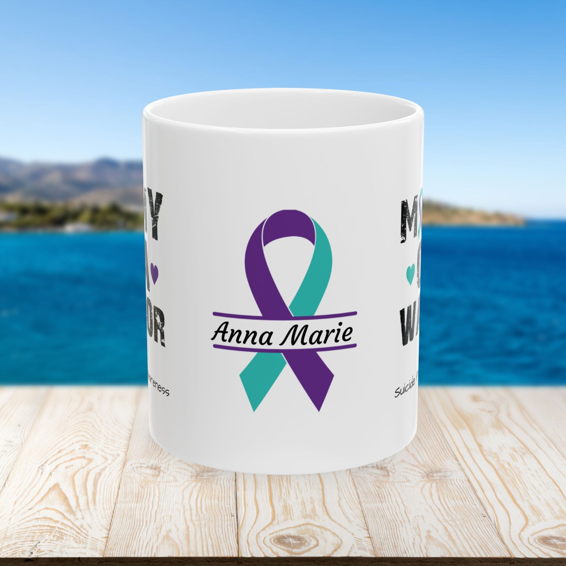 Mommy of a Warrior - Personalized Suicide Prevention Awareness Gift, Empowerment and Resilience Ceramic Mug, Support for Survivors