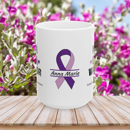 Mom of a Warrior - Personalized Domestic Violence Awareness Gift, Empowerment and Resilience Ceramic Mug, Support for Survivors