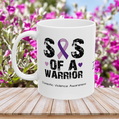 Sis of a Warrior - Personalized Domestic Violence Awareness Gift, Empowerment and Resilience Ceramic Mug, Support for Survivors