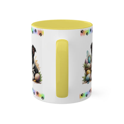 Border Collie - Eggstra-Adorable Easter Puppy Two-Tone Coffee Mug, 11oz