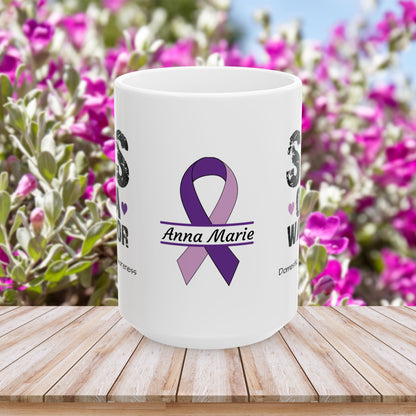 Sis of a Warrior - Personalized Domestic Violence Awareness Gift, Empowerment and Resilience Ceramic Mug, Support for Survivors