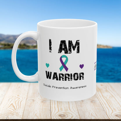 I am of a Warrior - Personalized Suicide Prevention Awareness Gift, Empowerment and Resilience Ceramic Mug, Support for Survivors