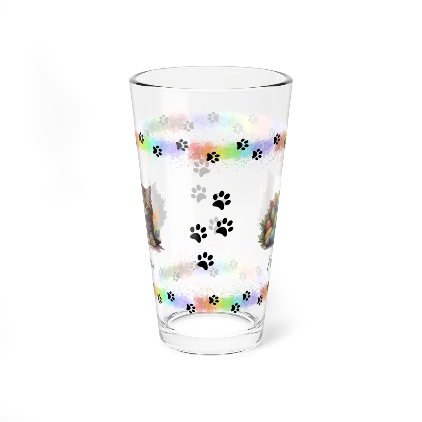 Siberian Easter Kitten 16oz Pint Glass - Personalized Cat-Themed Gift, Mental Health Drinkware, Holiday Décor & Easter Celebration