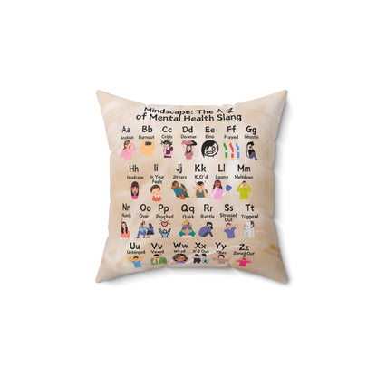 Mindscape: The A-Z of Mental Health Slang Spun Polyester Square Pillow