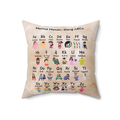 Mental Mosaic: Slang ABCs Spun Polyester Square Pillow