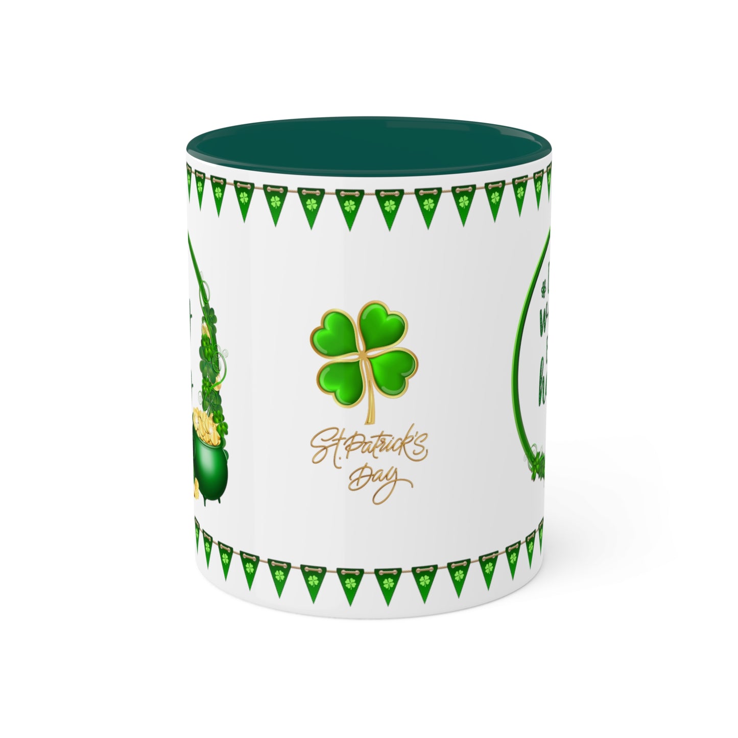 Don't Worry Be Happy - Inspirational St. Patrick's Day Two-Tone Coffee Mug