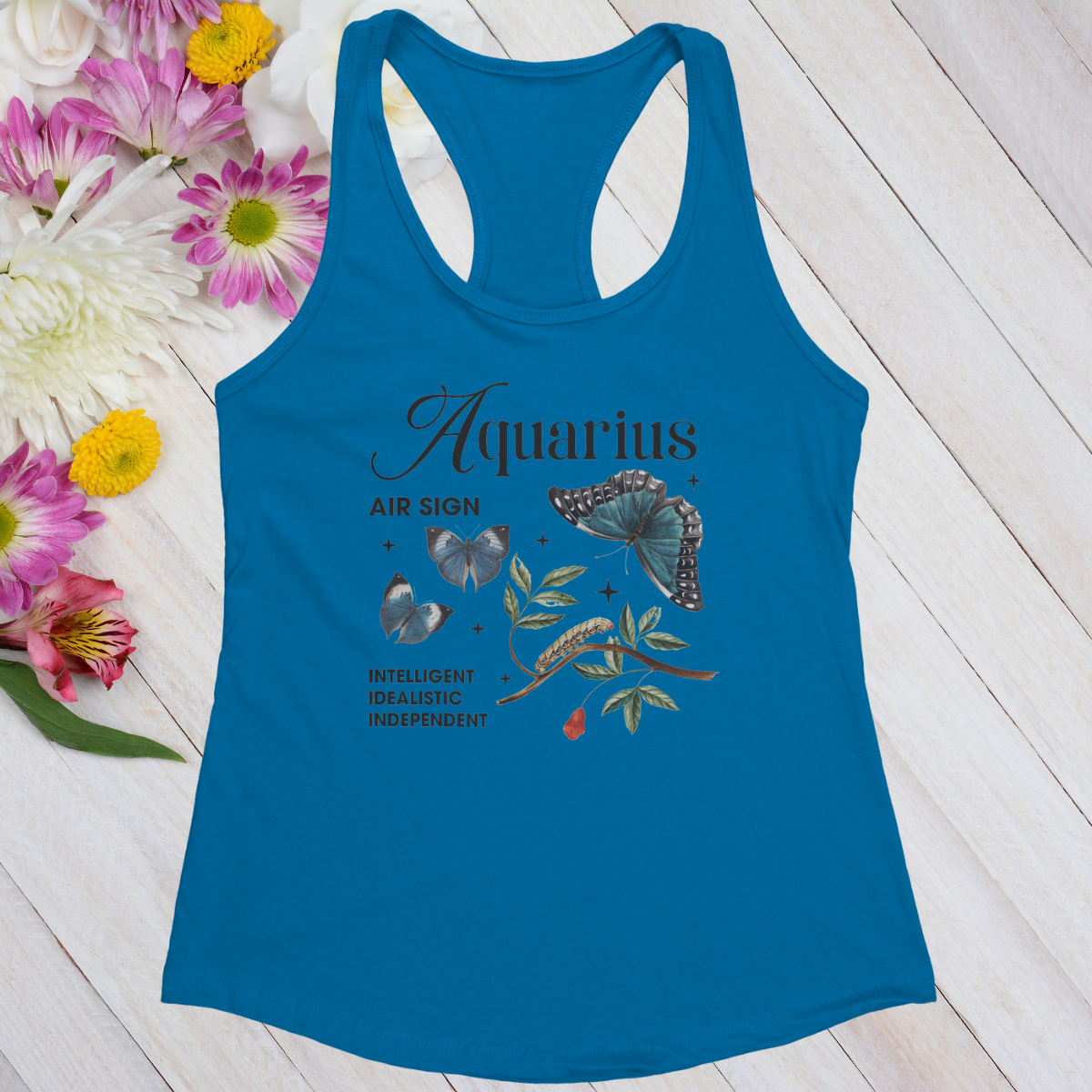 Aquarius Butterfly Zodiac Women's Racerback Tank