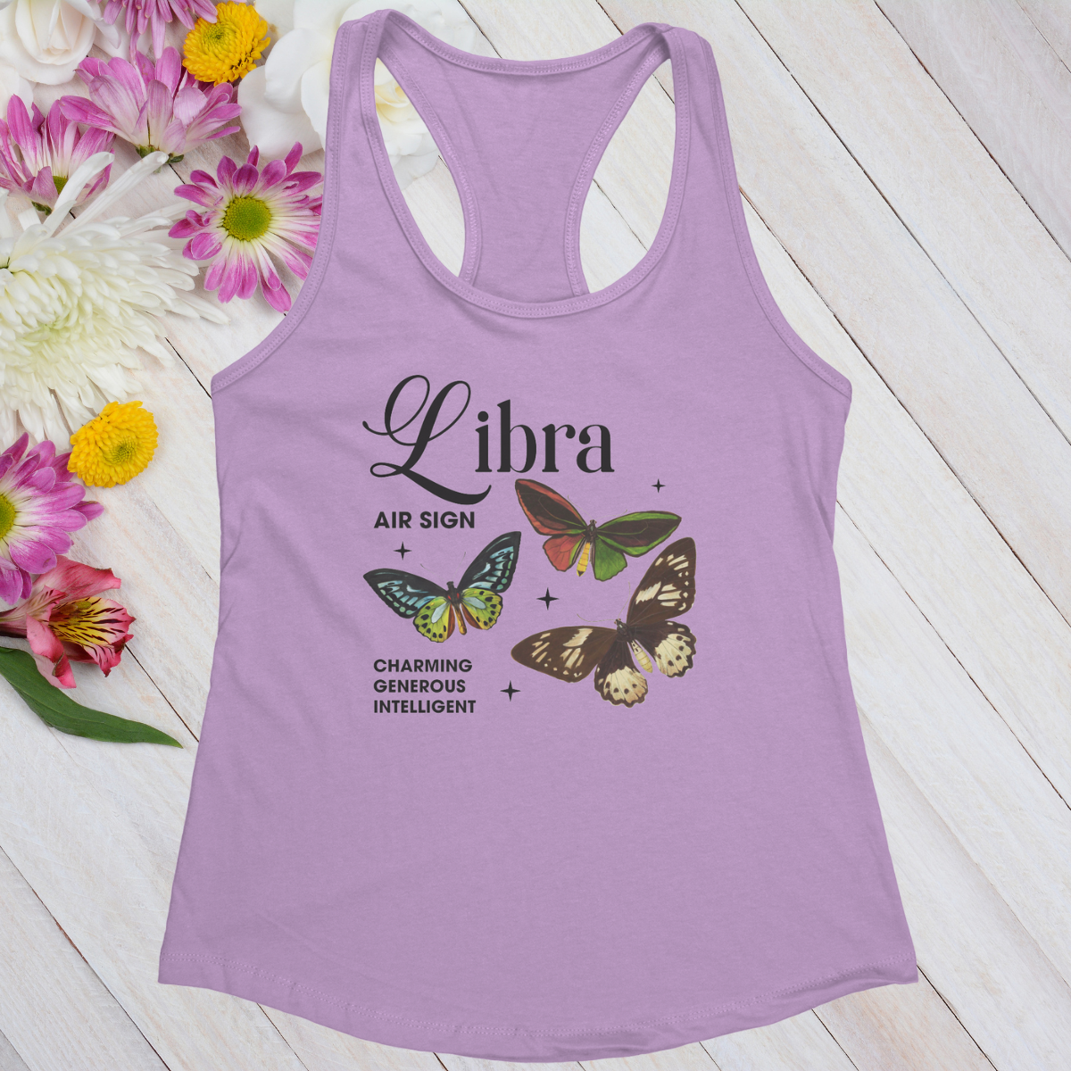 Libra Butterfly Zodiac Women's Racerback Tank