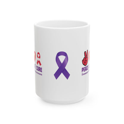 Peace Love Cure Domestic Violence Awareness Ceramic Mug, (11oz, 15oz)