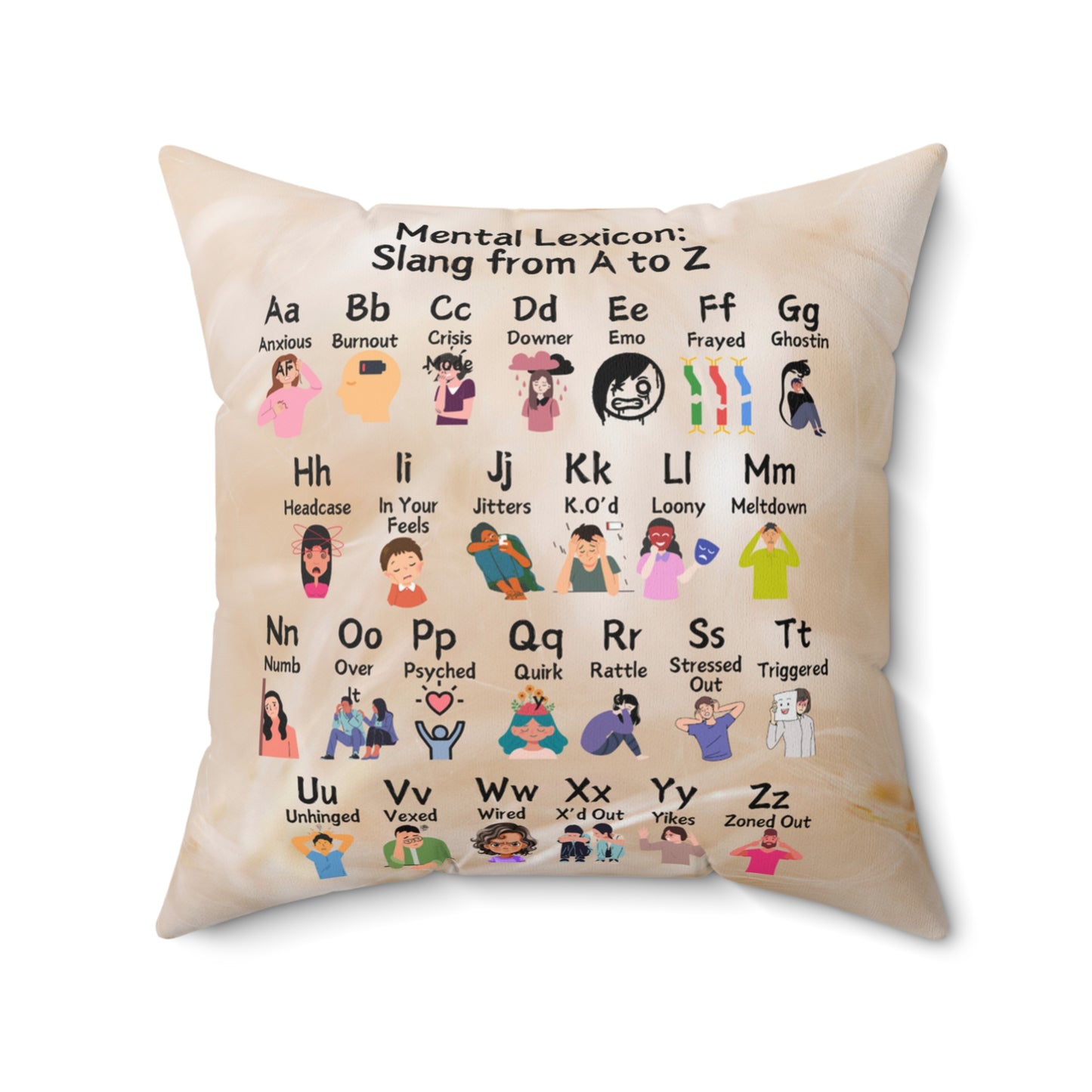 Mental Lexicon: Slang from A to Z Spun Polyester Square Pillow