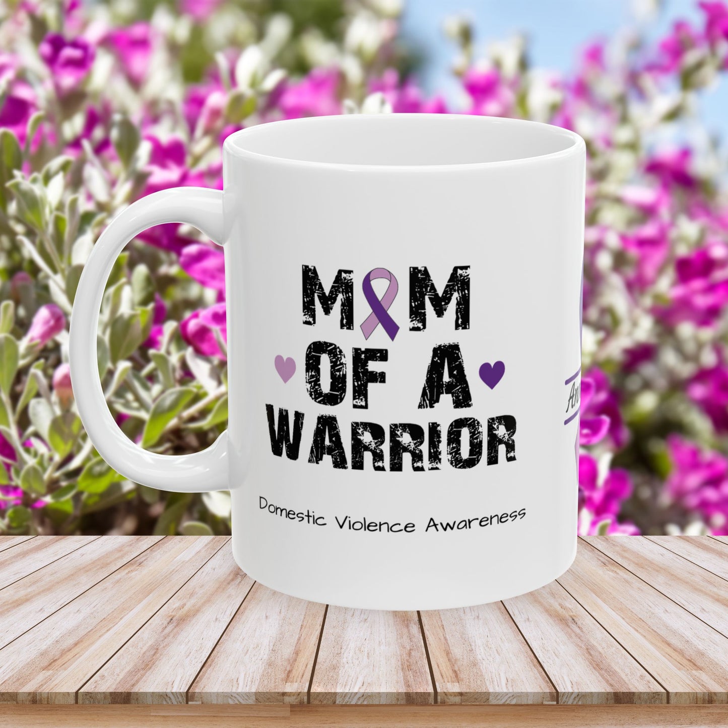 Mom of a Warrior - Personalized Domestic Violence Awareness Gift, Empowerment and Resilience Ceramic Mug, Support for Survivors