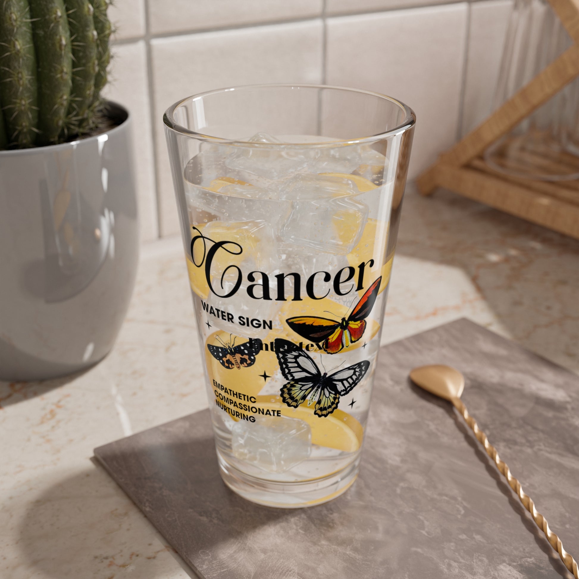 Cancer Zodiac Pint Glass 16oz, Astrology Drinkware, Horoscope Gift, Zodiac Glass, Birthday Gift, Cosmic Glassware, Astrology Themed Drinkware