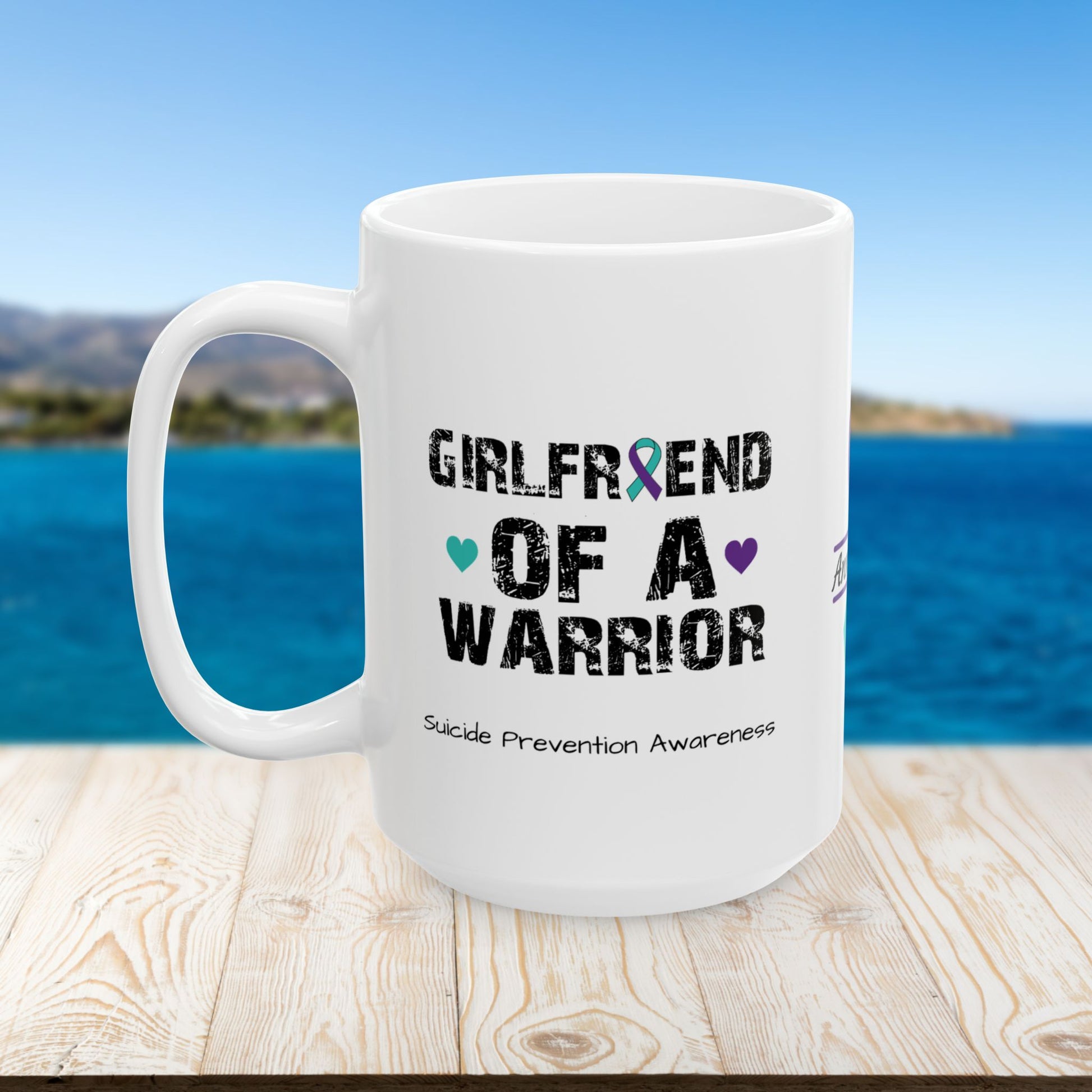 Girlfriend of a Warrior - Personalized Suicide Prevention Awareness Gift, Empowerment and Resilience Ceramic Mug, Support for Survivors