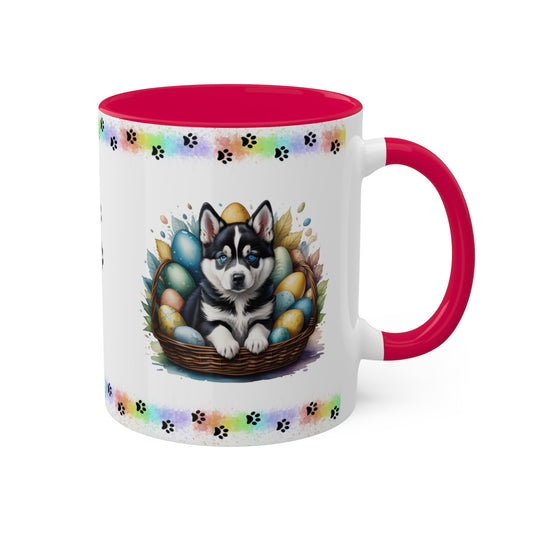 Siberian Husky - Eggstra-Adorable Easter Puppy Two-Tone Coffee Mug, 11oz