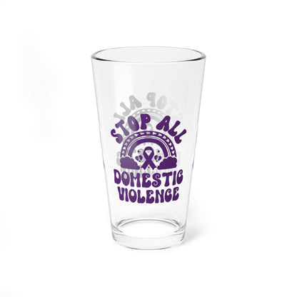 Stop All Domestic Violence 16oz Pint Glass - Stop Abuse, Support Survivors, Break the Silence