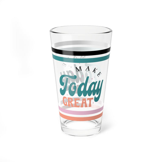 Make Today Great Retro Pint Glass - 16oz Mental Health Drinkware, Clear Glass for Beverages