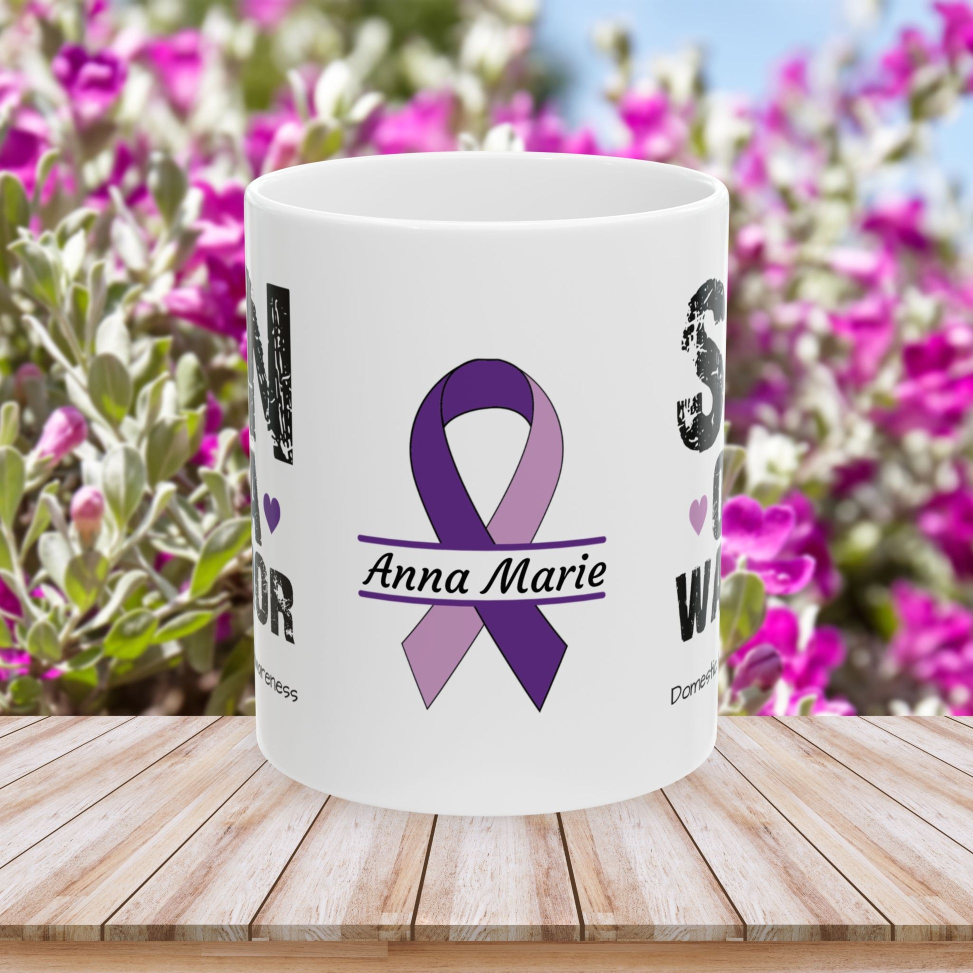 Son of a Warrior - Personalized Domestic Violence Awareness Gift, Empowerment and Resilience Ceramic Mug, Support for Survivors