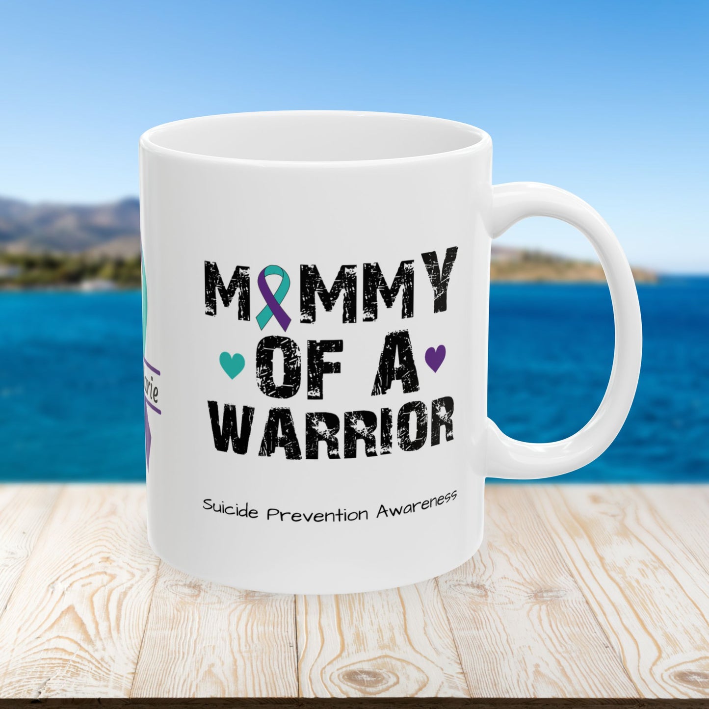 Mommy of a Warrior - Personalized Suicide Prevention Awareness Gift, Empowerment and Resilience Ceramic Mug, Support for Survivors