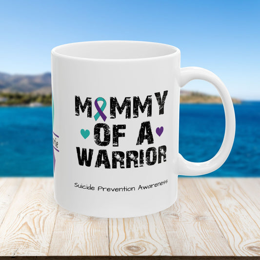 Mommy of a Warrior - Personalized Suicide Prevention Awareness Gift, Empowerment and Resilience Ceramic Mug, Support for Survivors