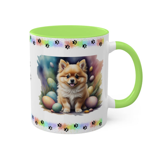 Pomeranian - Eggstra-Adorable Easter Puppy Two-Tone Coffee Mug, 11oz