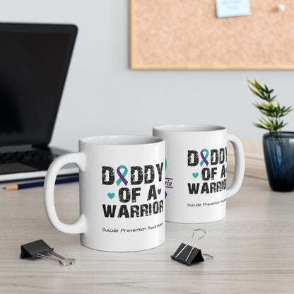 Daddy of a Warrior - Personalized Suicide Prevention Awareness Gift, Empowerment and Resilience Ceramic Mug, Support for Survivors