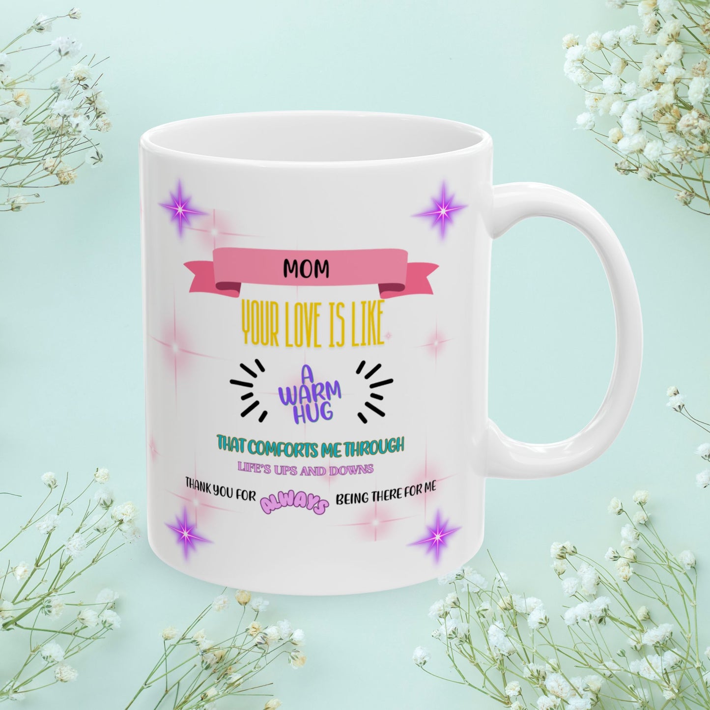 Mom Your Love Is Like A Warm Hug... Personalized World's Best Mom Ceramic Mug, (11oz, 15oz), WBM5