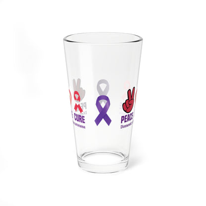 Peace Love Cure Domestic Violence Awareness 16oz Pint Glass - Stop Abuse, Support Survivors, Break the Silence