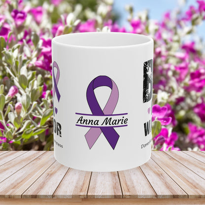 Bro of a Warrior - Personalized Domestic Violence Awareness Gift, Empowerment and Resilience Ceramic Mug, Support for Survivors