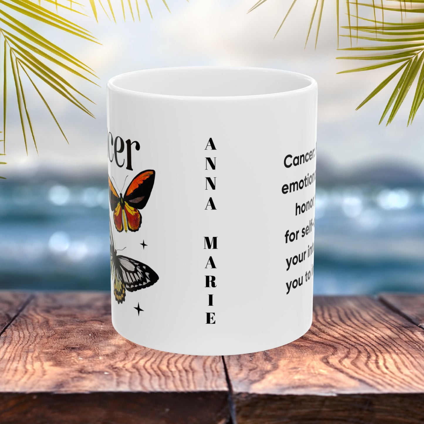 Cancer Personalized Zodiac Mug, Gift for Cancer, Horoscope Gift, Cancer Birthday, Butterfly Design, Astrology Cancer Mug, Cancer Zodiac Sign, Zodiac Gift