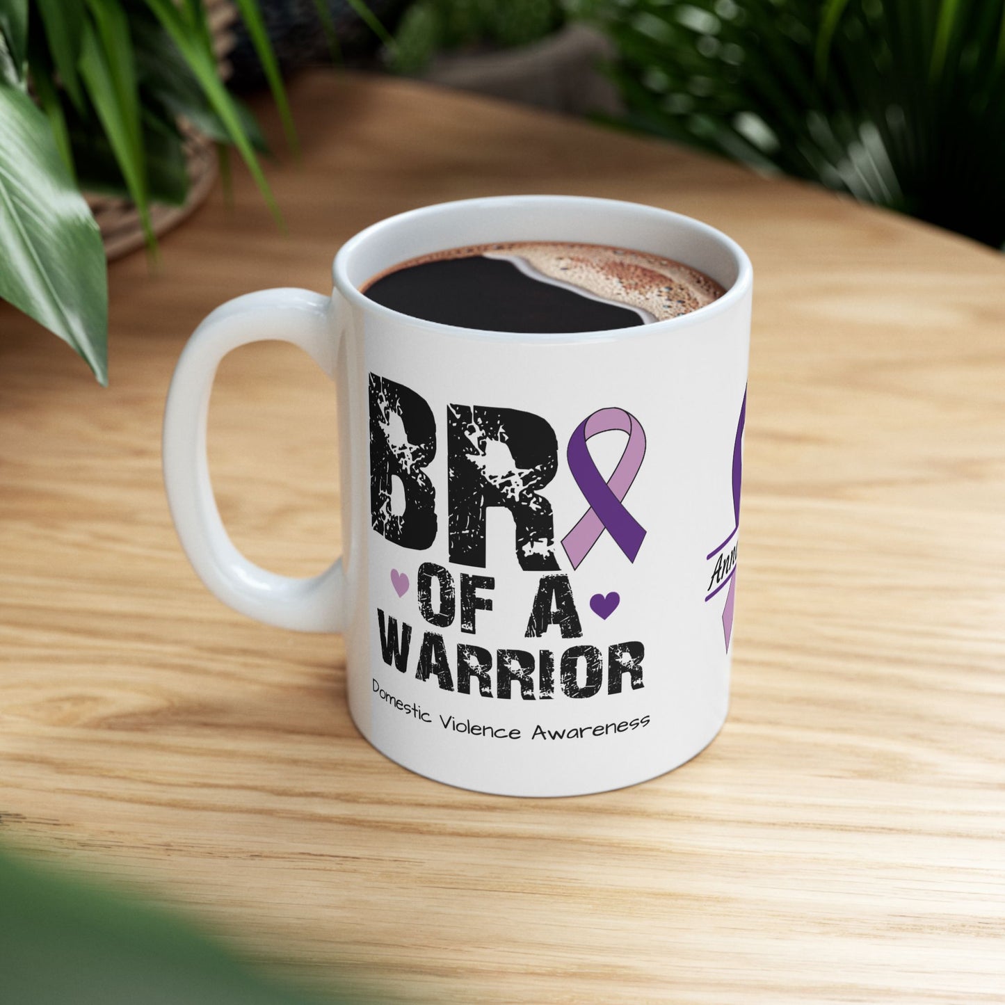 Bro of a Warrior - Personalized Domestic Violence Awareness Gift, Empowerment and Resilience Ceramic Mug, Support for Survivors