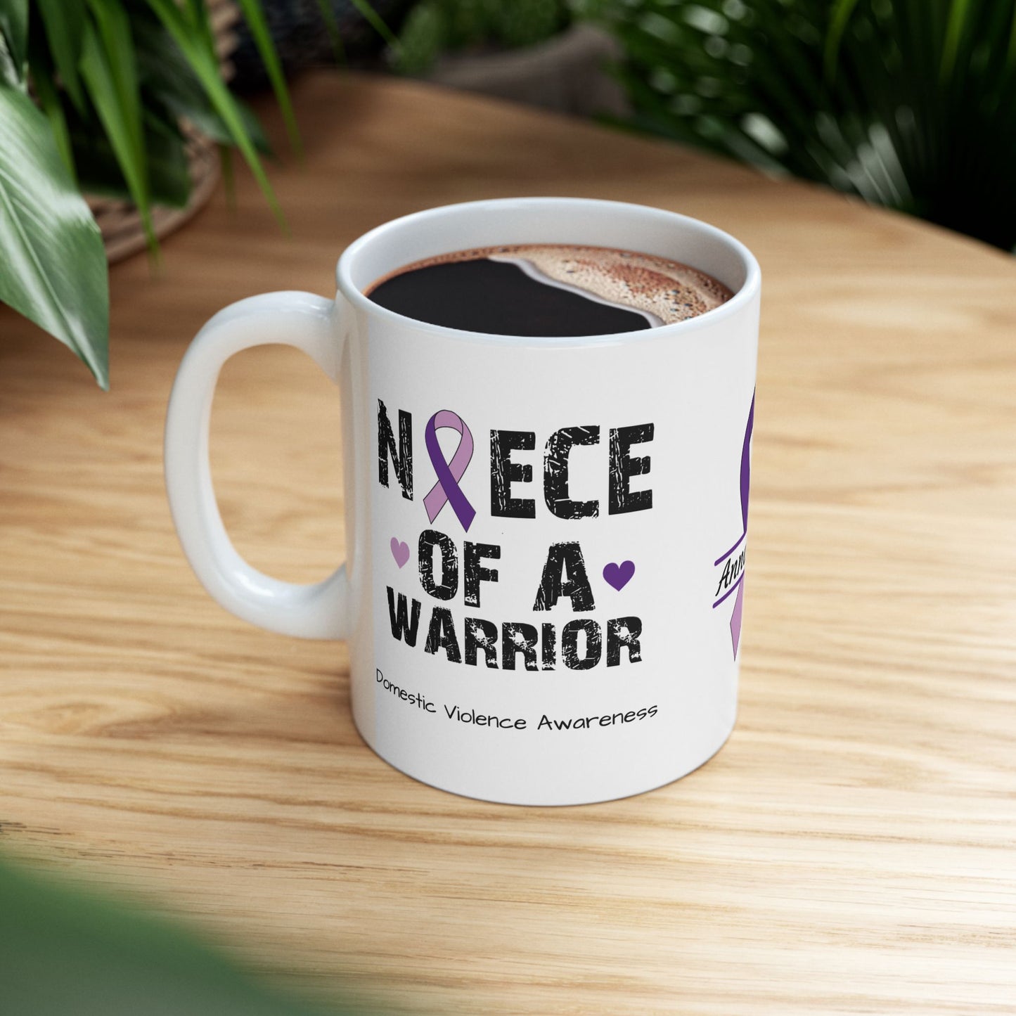 Niece of a Warrior - Personalized Domestic Violence Awareness Gift, Empowerment and Resilience Ceramic Mug, Support for Survivors