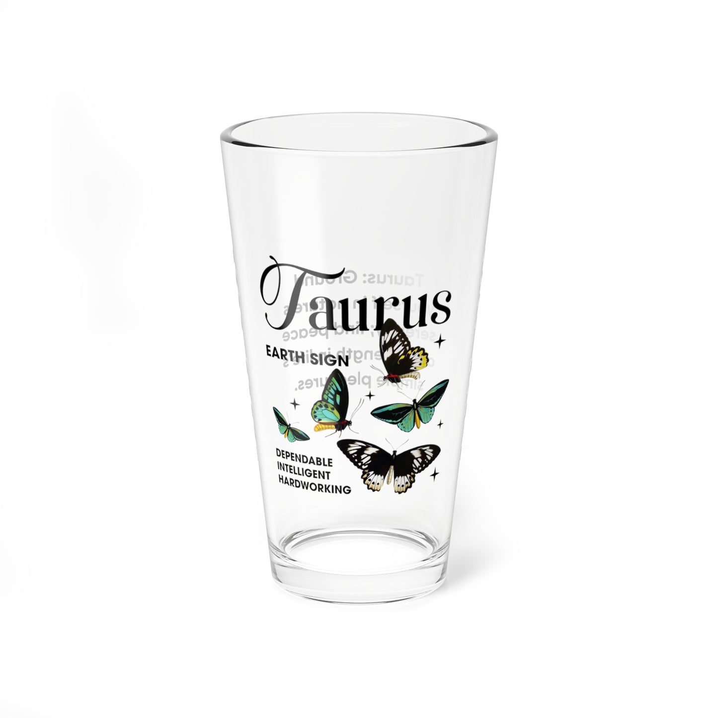 Taurus Zodiac Pint Glass 16oz, Astrology Drinkware, Horoscope Gift, Zodiac Glass, Birthday Gift, Cosmic Glassware, Astrology Themed Drinkware