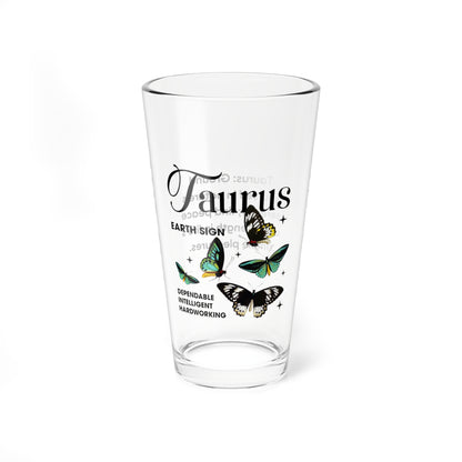 Taurus Zodiac Pint Glass 16oz, Astrology Drinkware, Horoscope Gift, Zodiac Glass, Birthday Gift, Cosmic Glassware, Astrology Themed Drinkware