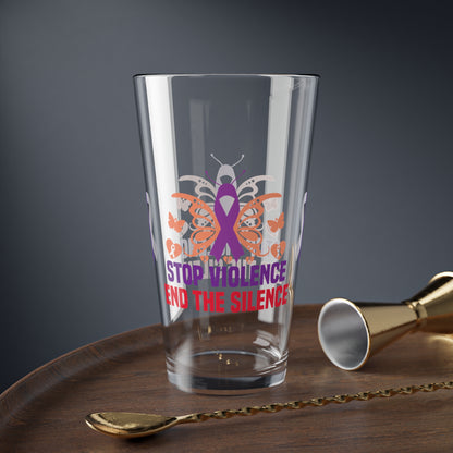 Stop Violence End The Silence 16oz Pint Glass - Stop Abuse, Support Survivors, Break the Silence