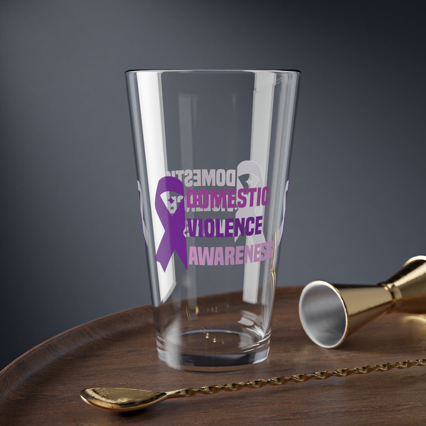 Domestic Violence Awareness 16oz Pint Glass - Stop Abuse, Support Survivors, Break the Silence