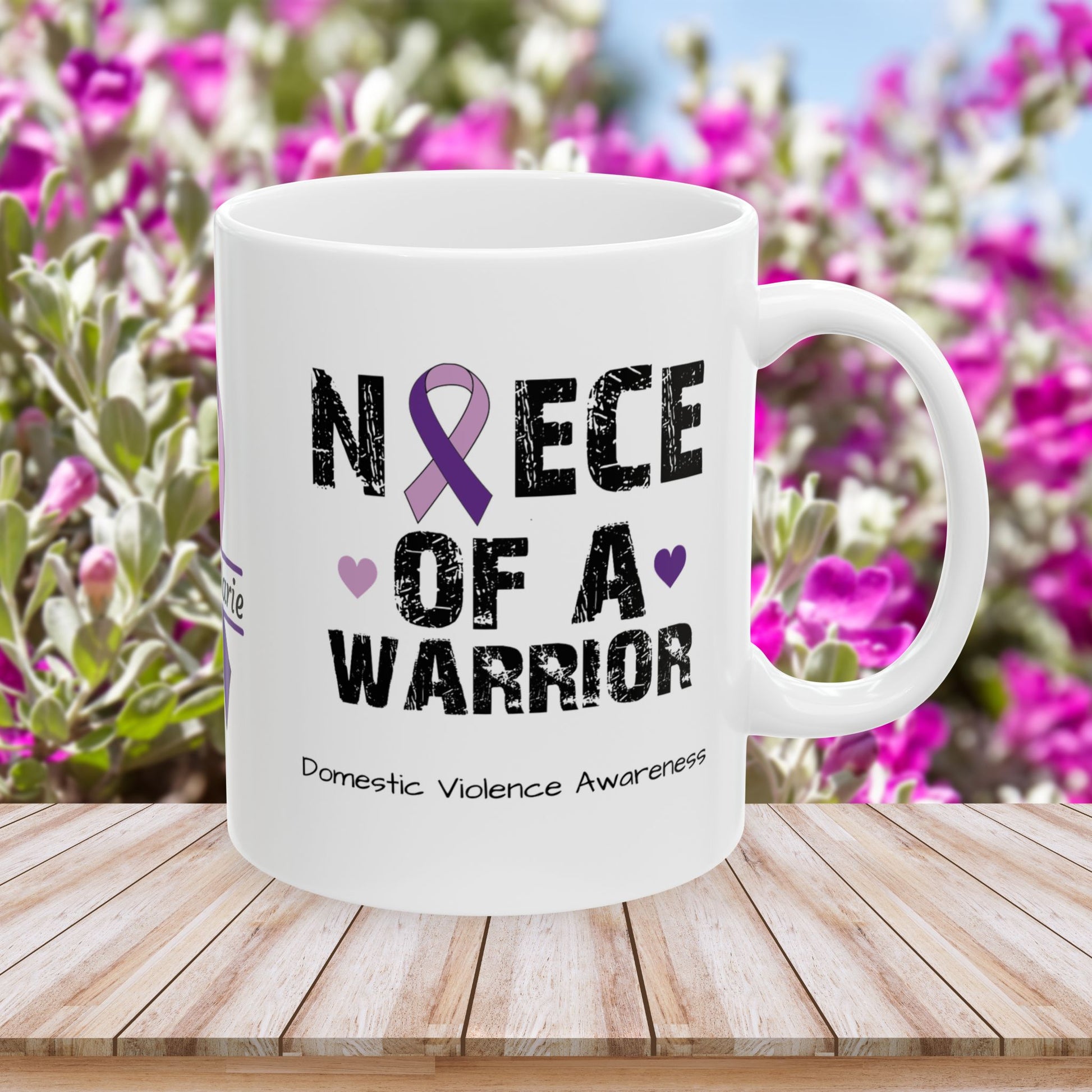 Niece of a Warrior - Personalized Domestic Violence Awareness Gift, Empowerment and Resilience Ceramic Mug, Support for Survivors