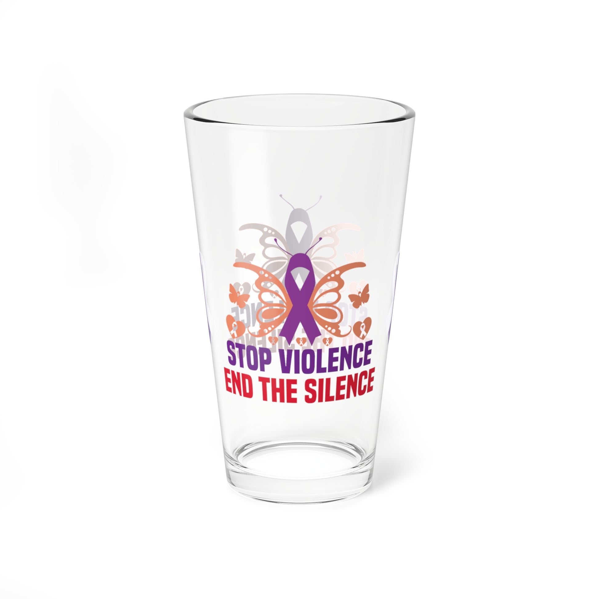 Stop Violence End The Silence 16oz Pint Glass - Stop Abuse, Support Survivors, Break the Silence