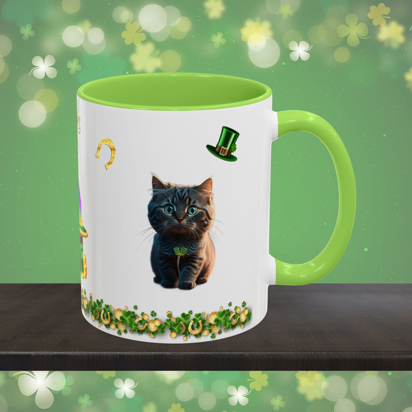 Lucky Labyrinth of Little Paws: St. Patrick's Day Two-Tone Coffee Mug - Festive Ceramic Mug for Positivity & Mindfulness