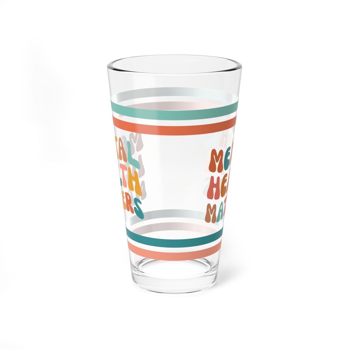 Mental Health Matters Retro Pint Glass - 16oz Mental Health Drinkware, Clear Glass for Beverages