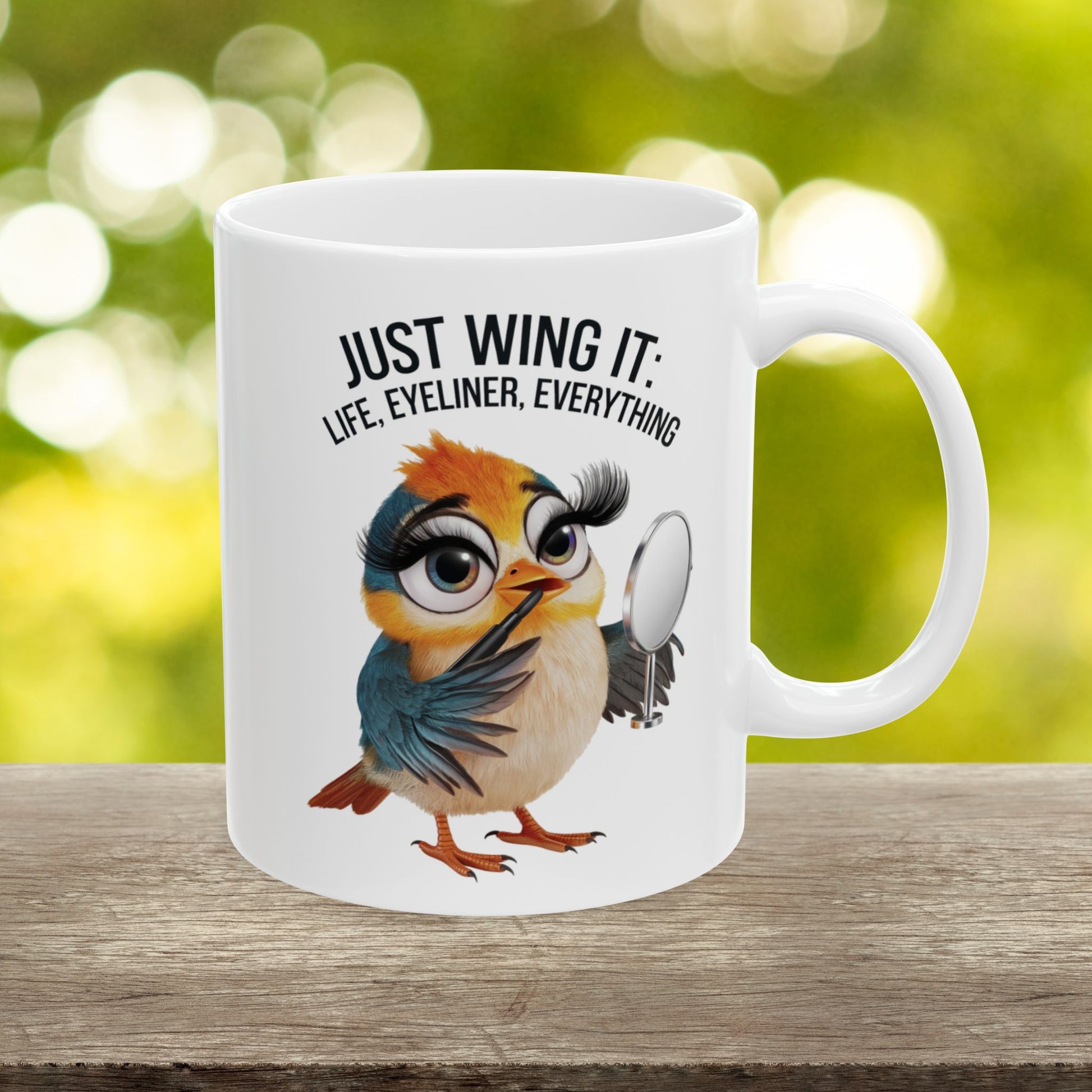 Just Wing It: Life, Eyeliner, Everything  - Ceramic Mug, (11oz, 15oz)