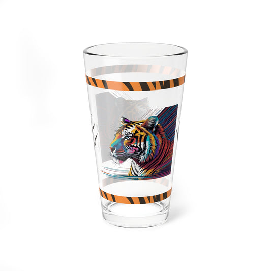 Bold Tiger Strides: Tiger-Inspired Pint Glass, 16oz