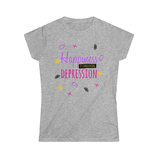 Happiness Is Conquering Depression - Women's Softstyle Tee