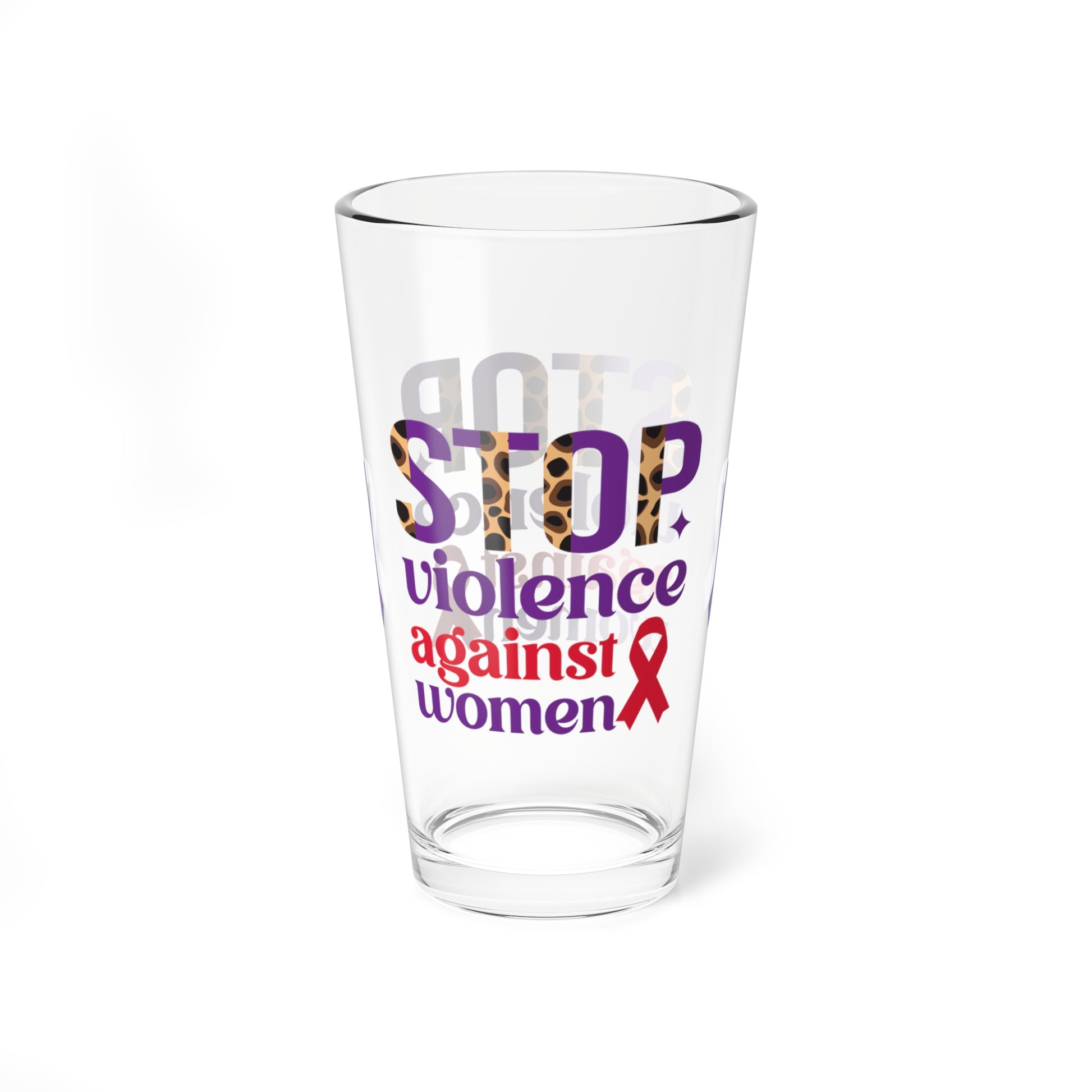 Stop Violence Against Women 16oz Pint Glass - Stop Abuse, Support Survivors, Break the Silence