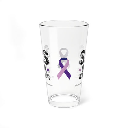 Sis of a Warrior - Domestic Violence Awareness Warrior Pint Glass, 16oz