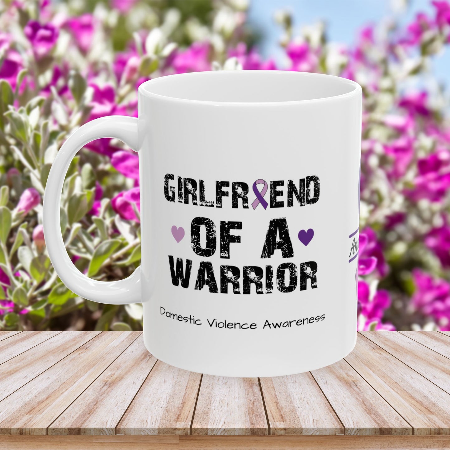 Girlfriend of a Warrior - Personalized Domestic Violence Awareness Gift, Empowerment and Resilience Ceramic Mug, Support for Survivors