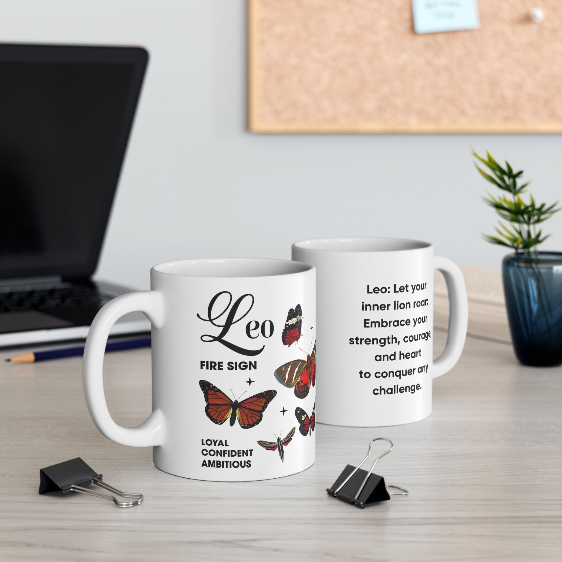 Leo Personalized Zodiac Mug, Perfect Gift for Leo, Horoscope Birthday Mug, Custom Butterfly Design, Astrology-Inspired Leo Sign Mug, Unique Zodiac Gift