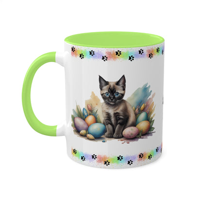 Siamese - Eggstra-Adorable Easter Kitten Two-Tone Coffee Mug, 11oz