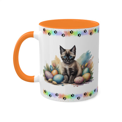 Siamese - Eggstra-Adorable Easter Kitten Two-Tone Coffee Mug, 11oz