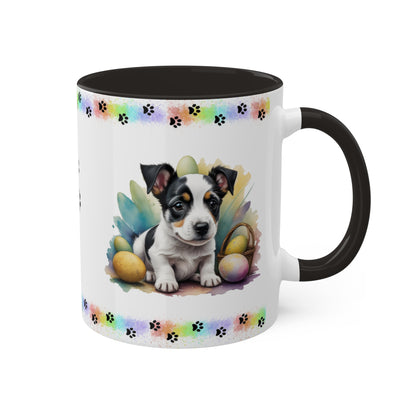 Jack Russel Terrier - Eggstra-Adorable Easter Puppy Two-Tone Coffee Mug, 11oz